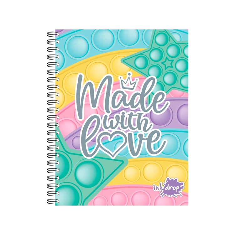 Cuaderno con Espiral Universitario A4 Inkdrop Pop It Pastel II Tapa Dura 22x29 100 Hojas Rayadas Art.57209